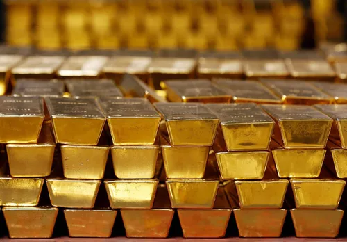 Gold bars and coins