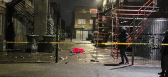 Police at the scene of the shooting