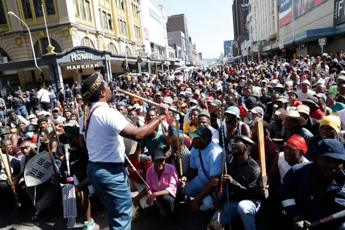 Protestors marching in Durban CBD