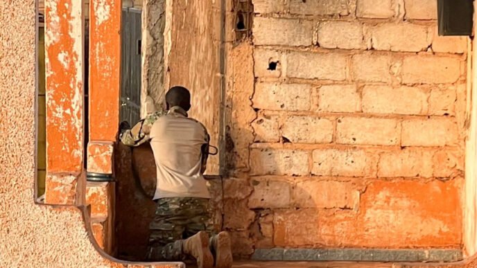 Malian soldiers on patrol in Bamako