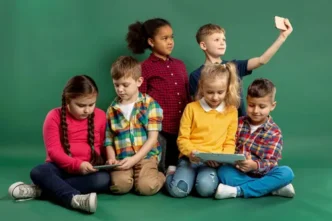 Children watching videos on a tablet