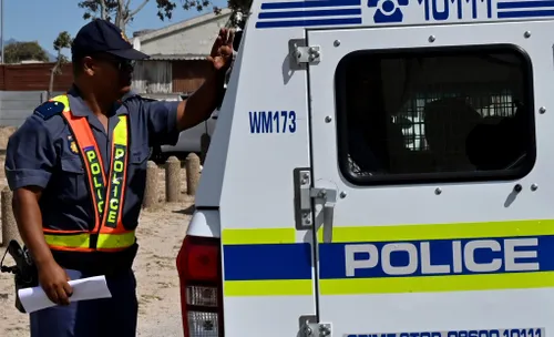 Police at the scene of the robbery
