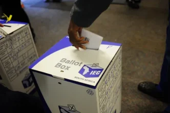 Voters queuing to cast their ballots