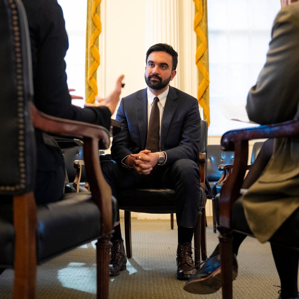 Mayor Zohran Mamdani speaking at a press conference