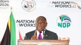 President Ramaphosa delivering a speech