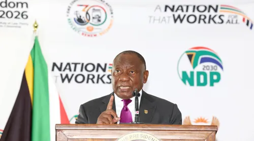 President Ramaphosa delivering a speech