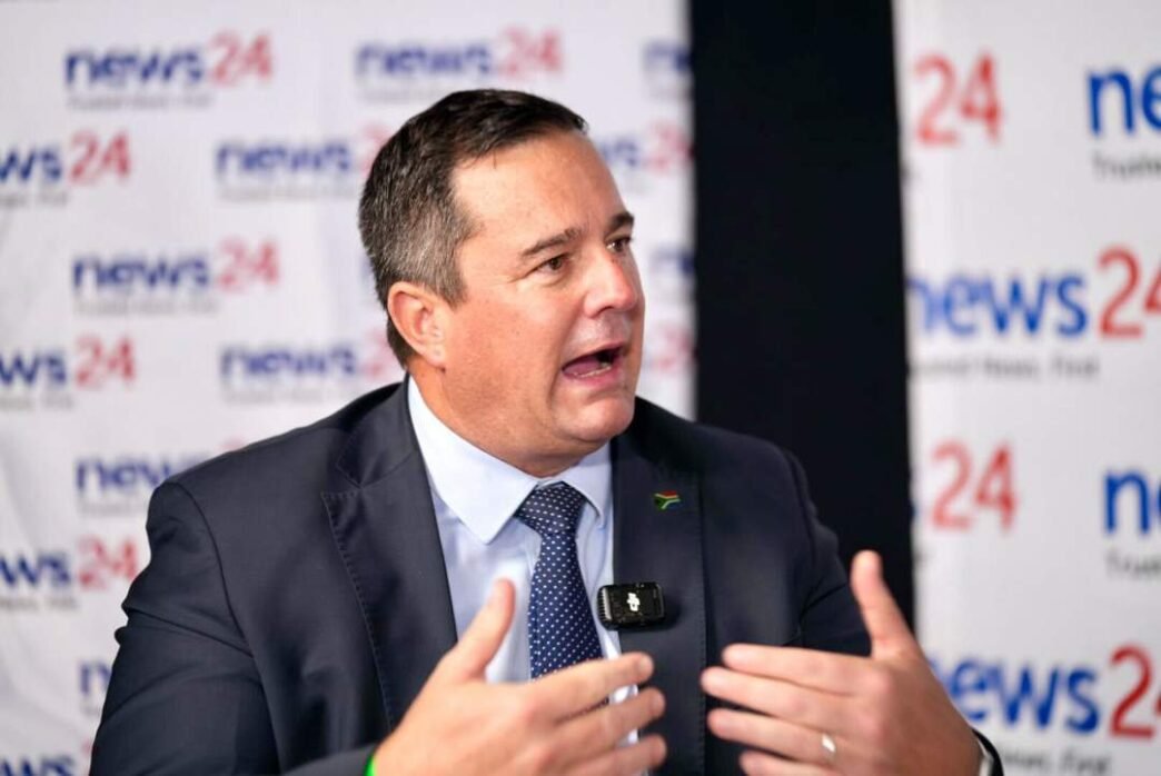John Steenhuisen speaking at a press conference