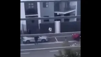 Police car with sirens on