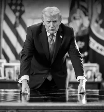 Trump and Iran flag