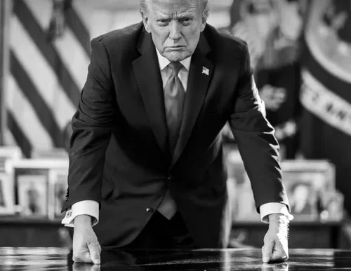 Trump and Iran flag