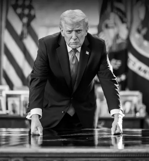 Trump and Iran flag