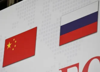 Chinese and Russian flags
