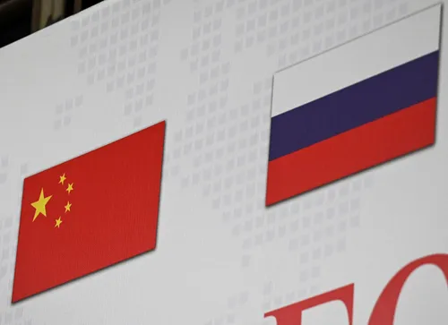 Chinese and Russian flags