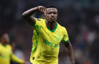 Mamelodi Sundowns players celebrating their CAF Champions League title win