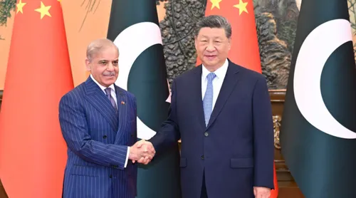 Xi Jinping and Shehbaz Sharif meeting in Beijing