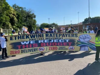 Durban residents protesting against budget and tariff increases