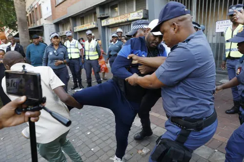 Protesters outside Home Affairs office in Durban