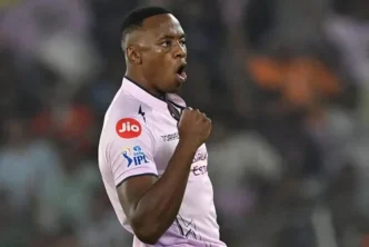 Kagiso Rabada celebrates taking a wicket