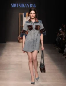 Model on the runway at MFW 2026