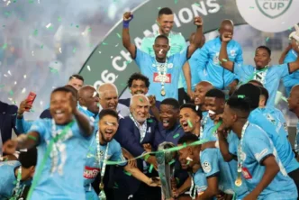 Durban City players celebrating their Nedbank Cup win