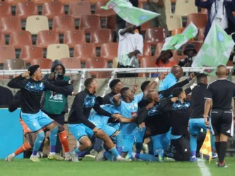 Durban City players celebrating their win
