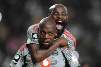 Orlando Pirates players celebrating a goal
