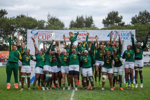 Springbok Women celebrating their Rugby Africa Women's Cup win