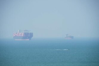 US Navy ships in the Strait of Hormuz
