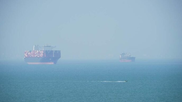 US Navy ships in the Strait of Hormuz