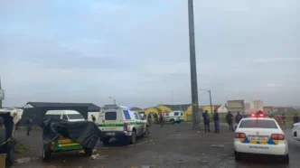 Police at the scene of the mass shooting in Nyanga, Cape Town