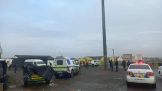 Police at the scene of the mass shooting in Nyanga, Cape Town