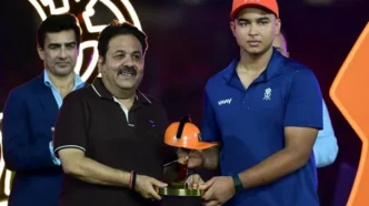 Vaibhav Sooryavanshi holding the Orange Cap award