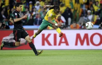 Siphiwe Tshabalala scoring the opening goal of the 2010 World Cup